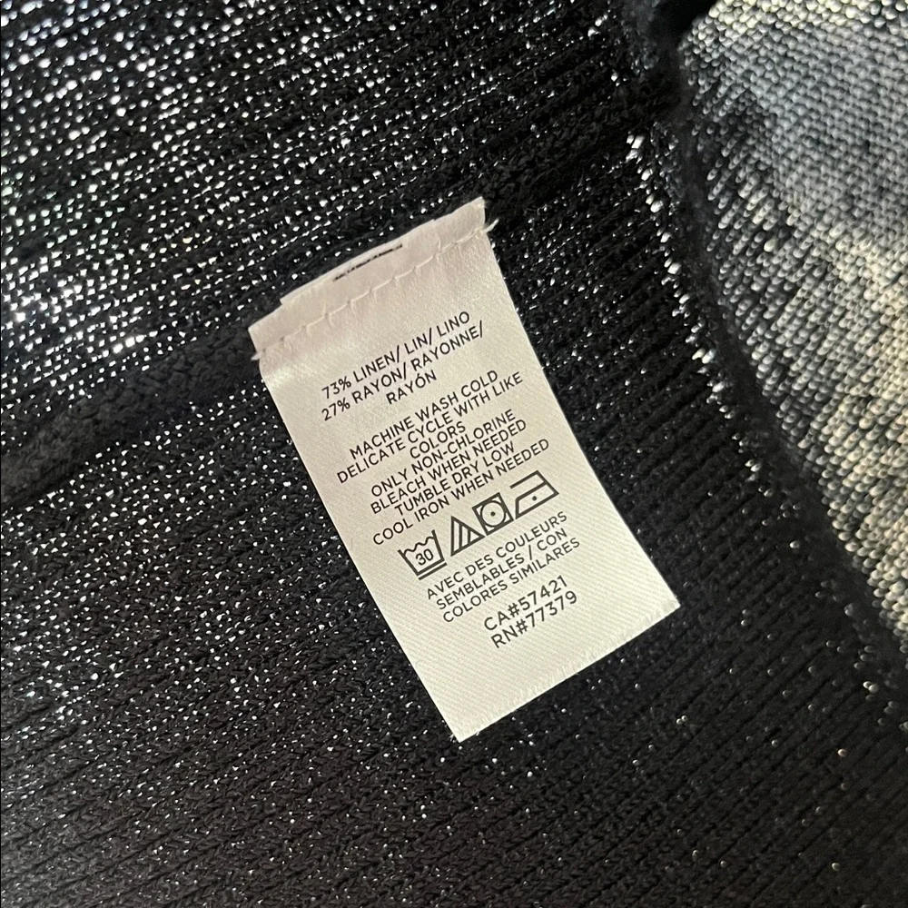 Ann Taylor Black linen blend lightweight long sleeve Knit Cardigan-NWOT - Picture 3 of 5